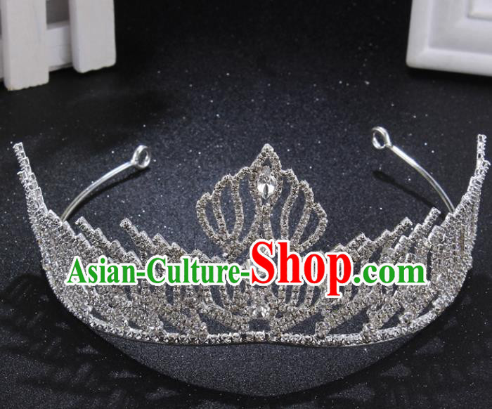 Handmade Wedding Bride Rhinestone Hair Accessories Baroque Queen Retro Royal Crown for Women