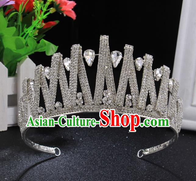 Handmade Wedding Bride Rhinestone Hair Accessories Baroque Princess Retro Crystal Royal Crown for Women