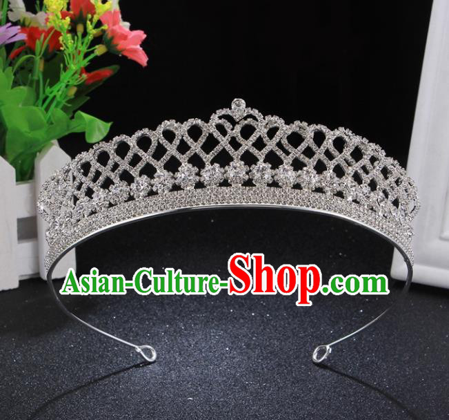 Handmade Wedding Bride Rhinestone Hair Accessories Baroque Princess Hair Clasp Retro Crystal Royal Crown for Women