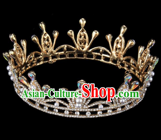 Top Grade Wedding Bride Hair Accessories Baroque Princess Retro Court Pearls Royal Crown for Women