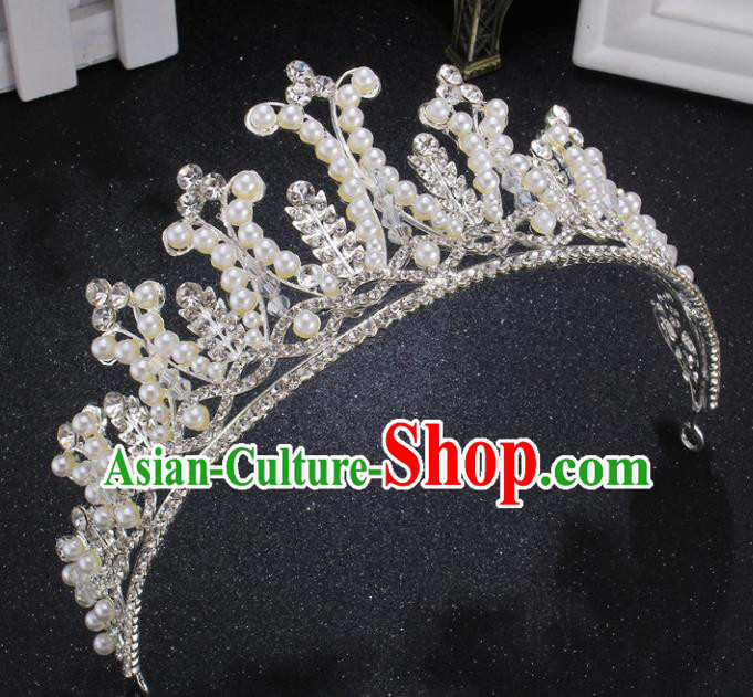 Top Grade Pearls Royal Crown Baroque Princess Retro Wedding Bride Hair Accessories for Women
