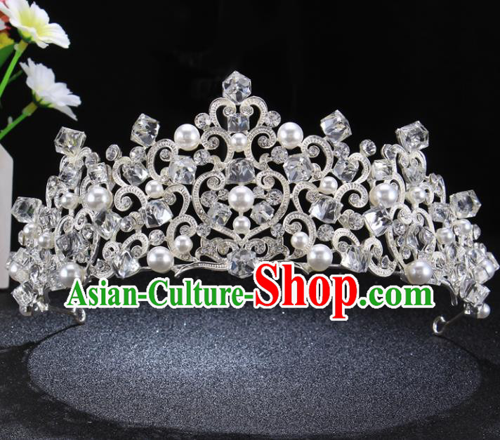 Top Grade Pearls Royal Crown Baroque Princess Retro Wedding Bride Hair Accessories for Women