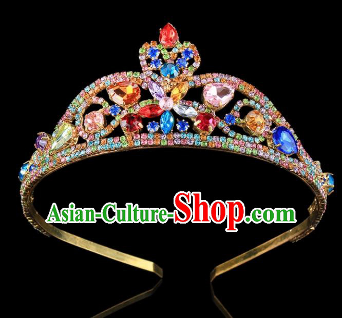 Handmade Top Grade Wedding Colorful Crystal Royal Crown Baroque Princess Retro Hair Accessories for Women