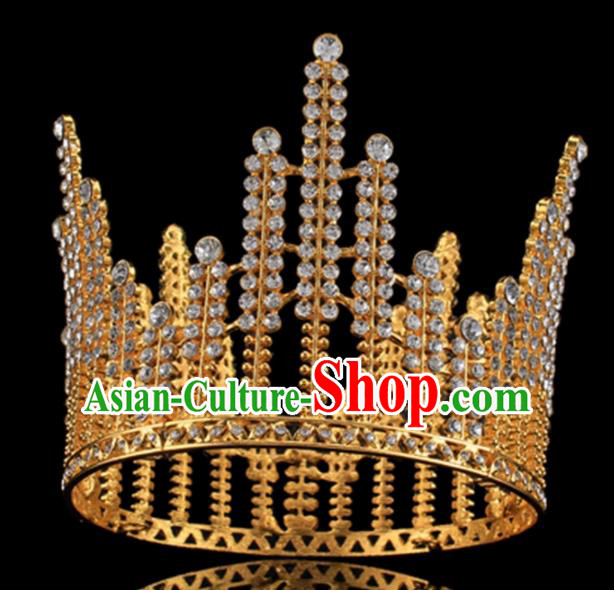 Top Grade Baroque Court Princess Crystal Royal Crown Wedding Bride Hair Accessories for Women