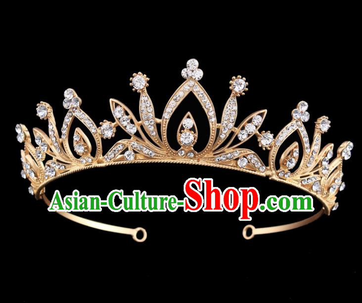 Top Grade Baroque Court Princess Golden Crystal Hair Clasp Bride Wedding Hair Jewelry Accessories for Women