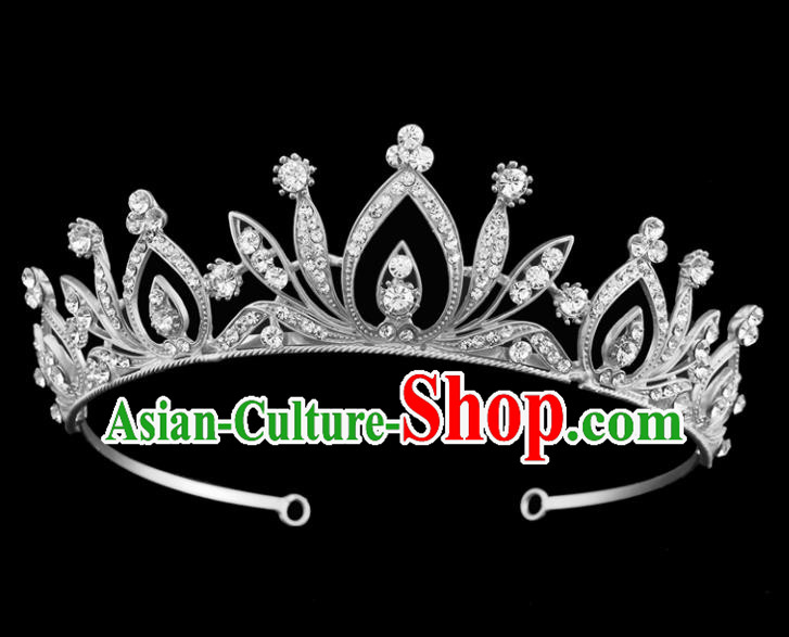 Top Grade Baroque Court Princess Argent Crystal Hair Clasp Bride Wedding Hair Jewelry Accessories for Women