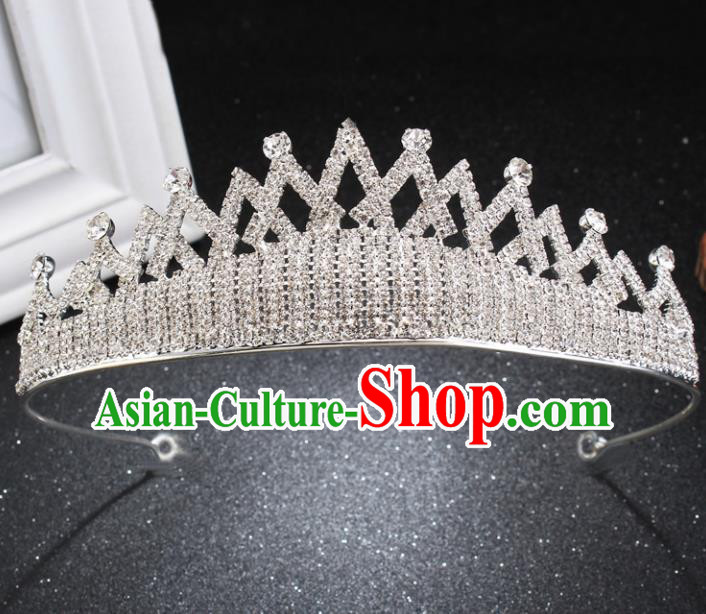 Top Grade Queen Royal Crown Retro Baroque Wedding Bride Crystal Hair Accessories for Women