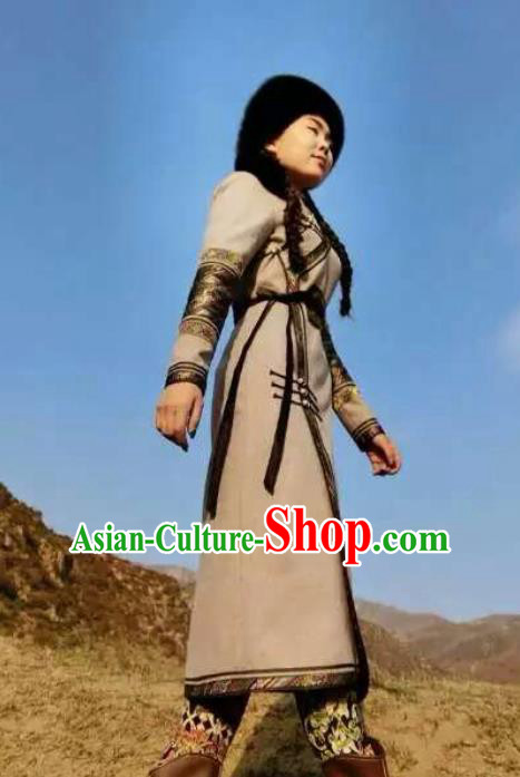 Traditional Chinese Mongol Nationality Dancing Costume Mongols Female Folk Dance Headwear Mongolian Minority Embroidery Costume