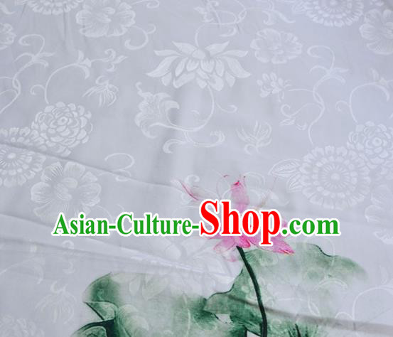 Asian Chinese Traditional Fabric Lotus Pattern Design Brocade Fabric Chinese Costume Silk Fabric Material