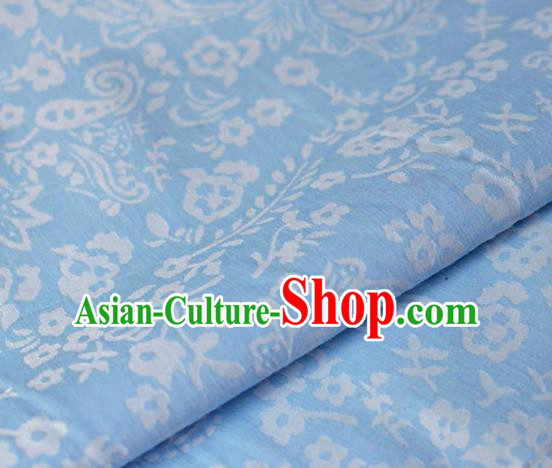 Asian Chinese Fabric Traditional Pattern Design Blue Brocade Fabric Chinese Costume Silk Fabric Material