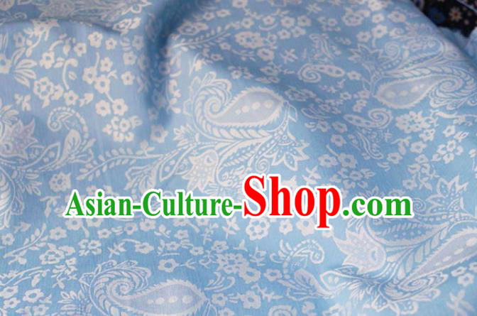 Asian Chinese Fabric Traditional Classical Pattern Design Blue Brocade Fabric Chinese Costume Silk Fabric Material