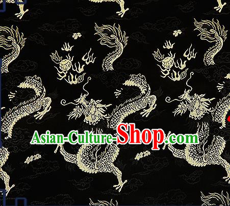 Chinese Traditional Black Brocade Fabric Asian Dragons Pattern Design Satin Tang Suit Silk Fabric Material