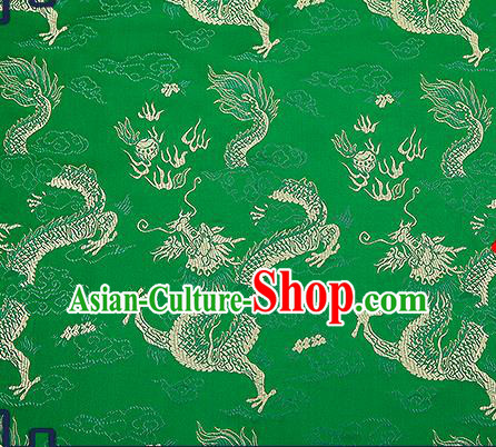 Chinese Traditional Green Brocade Fabric Asian Dragons Pattern Design Satin Tang Suit Silk Fabric Material