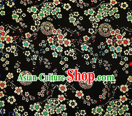 Chinese Traditional Black Brocade Fabric Classical Plum Blossom Pattern Design Satin Tang Suit Silk Fabric Material
