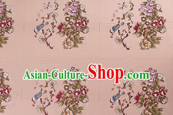 Chinese Traditional Khaki Brocade Fabric Asian Embroidery Pattern Design Satin Cushion Silk Fabric Material