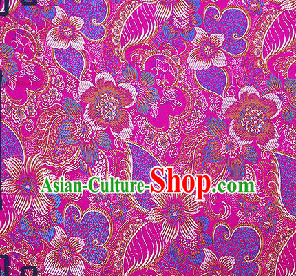 Chinese Traditional Rosy Brocade Fabric Classical Palace Flowers Pattern Design Satin Tang Suit Silk Fabric Material