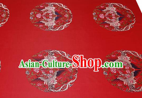 Traditional Chinese Red Brocade Drapery Classical Phoenix Pattern Design Satin Cushion Silk Fabric Material