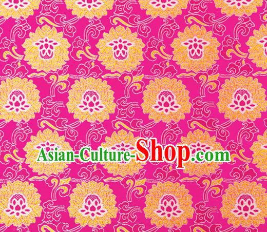 Traditional Chinese Rosy Brocade Drapery Classical Lotus Pattern Design Satin Tang Suit Silk Fabric Material