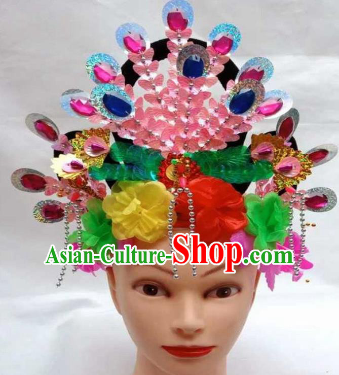 Chinese Traditional Folk Dance Yanko Dance Hair Accessories Peking Opera Diva Headwear for Women