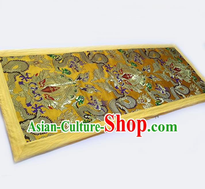 Asian Chinese Traditional Fabric Quilt Brocade Silk Material Classical Dragons Pattern Design Satin Drapery