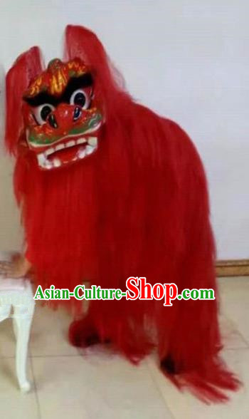 Chinese Traditional Lion Dance Red Fur Costumes Spring Festival Lion Dance Props for Kids