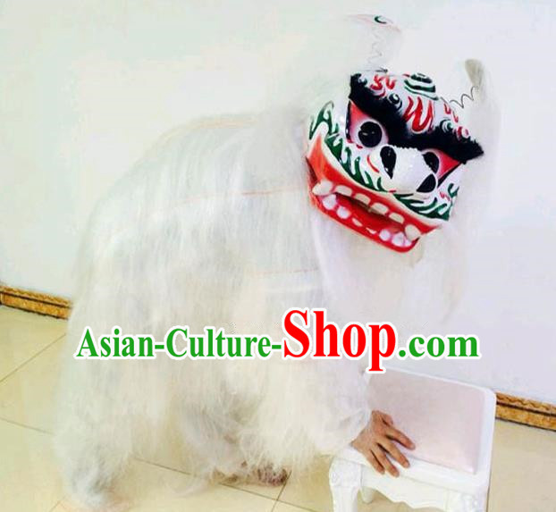 Chinese Traditional Lion Dance White Fur Costumes Spring Festival Lion Dance Props for Kids