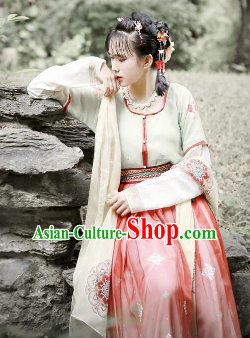 Traditional Chinese Ancient Princess Hanfu Dress Tang Dynasty Court Maid Embroidered Costumes for Women