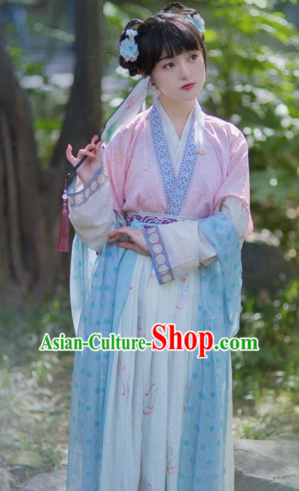 Chinese Ancient Nobility Lady Hanfu Dress Traditional Song Dynasty Court Princess Embroidered Costumes for Women