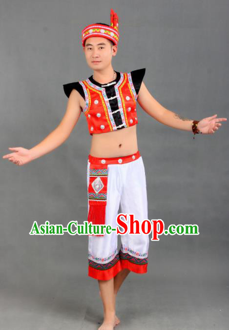 Chinese Traditional Dai Ethnic Costumes Dai Nationality Folk Dance Clothing for Men