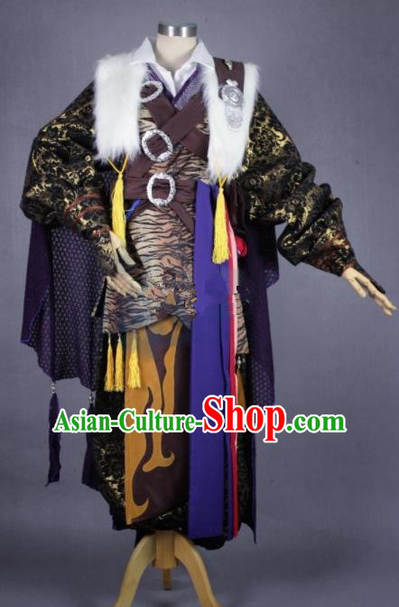 Asian Chinese Cosplay Blade Swordsman Costumes Ancient Royal Highness Clothing for Men