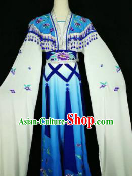 Chinese Traditional Peking Opera Costumes Ancient Nobility Lady Blue Dress for Adults