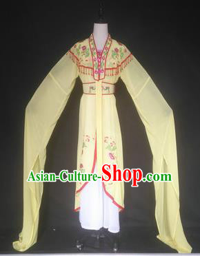 Chinese Traditional Peking Opera Costumes Ancient Court Maid Yellow Dress for Adults