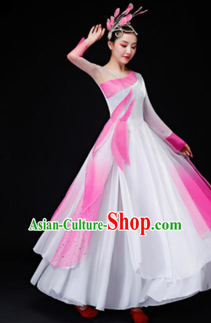 Chinese Traditional Folk Dance Costume Classical Dance Pink Dress for Women