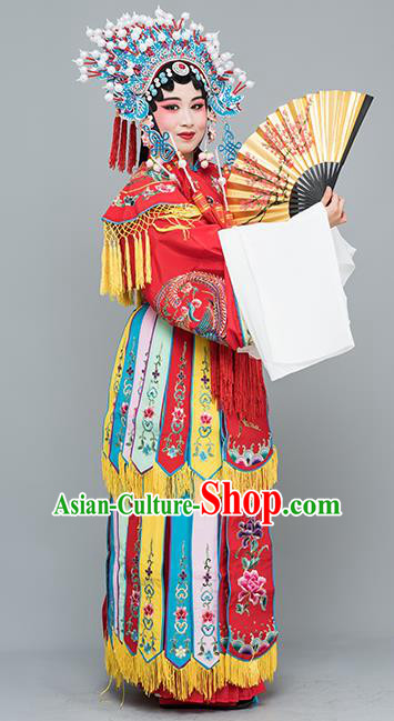 Chinese Traditional Peking Opera Imperial Consort Red Costumes Ancient Palace Lady Dress for Adults