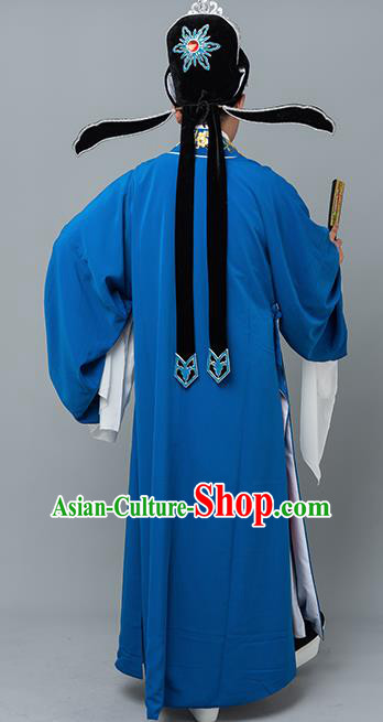 Traditional China Beijing Opera Costume Gifted Scholar Embroidered Robe and Hat Ancient Chinese Peking Opera Embroidery Clothing