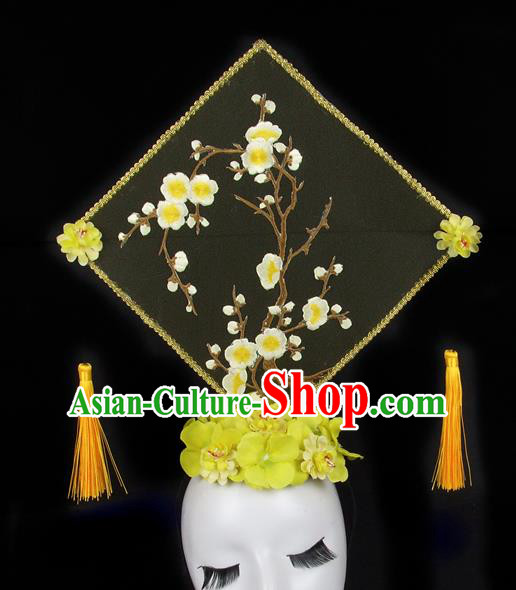 Handmade Halloween Plum Blossom Square Hair Accessories Chinese Stage Performance Hair Clasp Headdress for Women