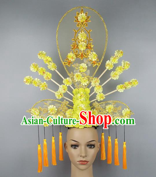 Handmade Halloween Queen Golden Hair Accessories Chinese Stage Performance Hair Clasp Headdress for Women