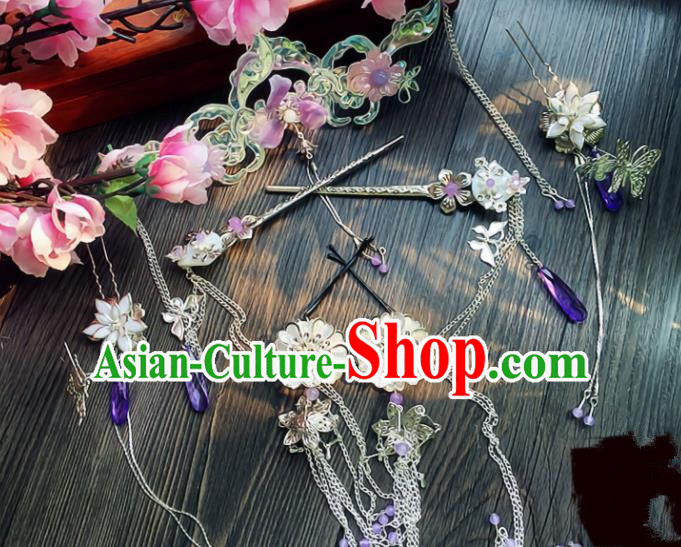 Chinese Handmade Ancient Phoenix Coronet Palace Hair Accessories Hanfu Hairpins Complete Set for Women