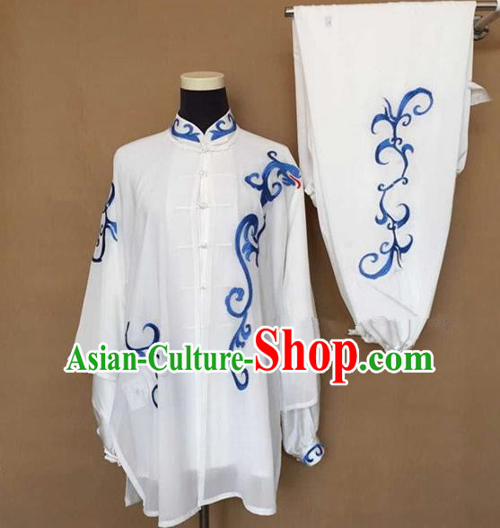 Chinese Traditional Kung Fu Silk Costumes Martial Arts Tai Chi Training Embroidered Clothing for Women