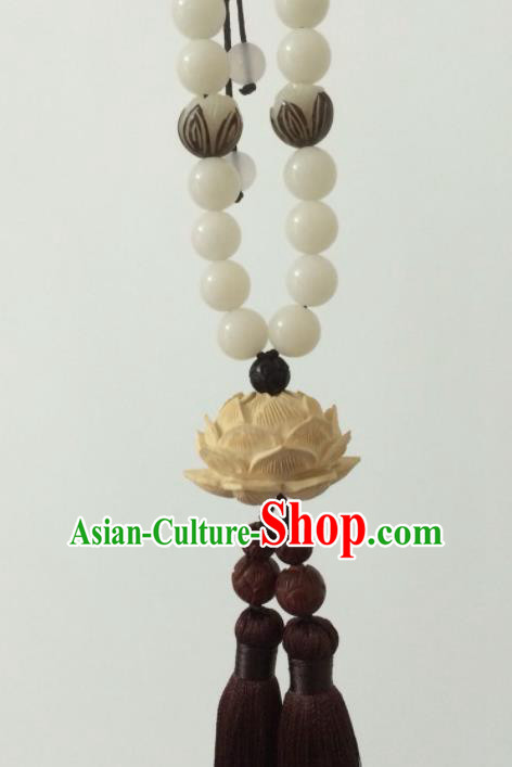 Chinese Traditional Wood Carving Lotus Accessories Pendant Ornaments