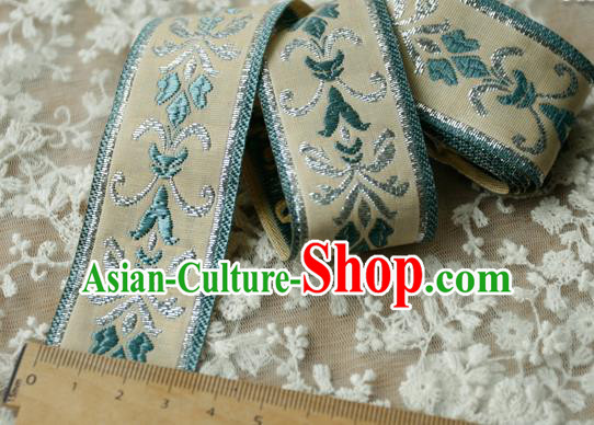 Traditional Chinese Handmade Beige Brocade Belts Ancient Embroidered Lotus Brocade Lace Trimmings Accessories