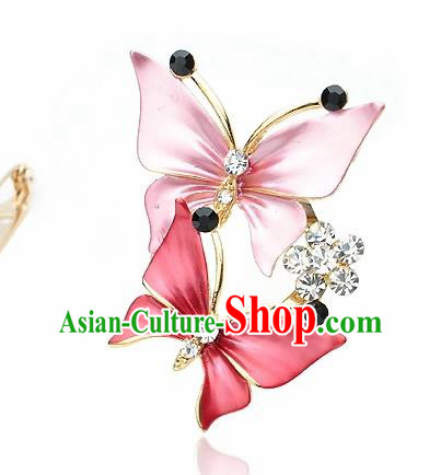 Japanese Traditional Courtesan Kimono Pink Butterfly Brooch Ancient Geisha Accessories for Women