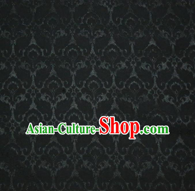 Chinese Royal Black Brocade Palace Pattern Satin Traditional Silk Fabric Chinese Fabric Asian Material