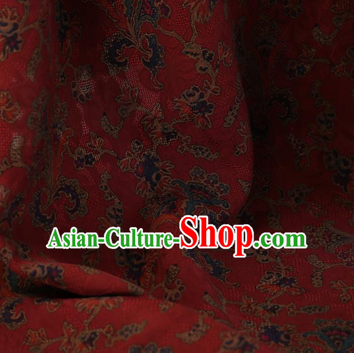 Chinese Traditional Cheongsam Red Crepe Satin Plain Palace Pattern Silk Fabric Chinese Fabric Asian Material