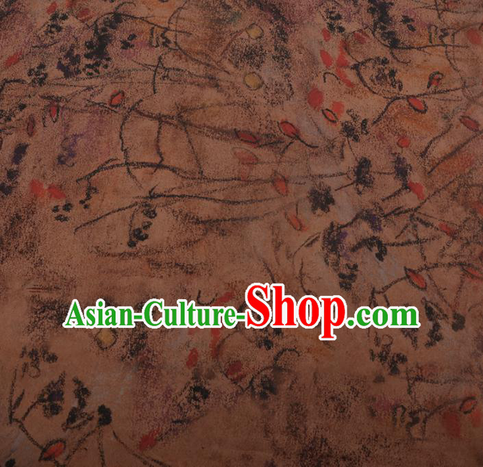 Chinese Classical Cheongsam Drapery khaki Silk Fabric Traditional Pattern Satin Plain Gambiered Guangdong Gauze