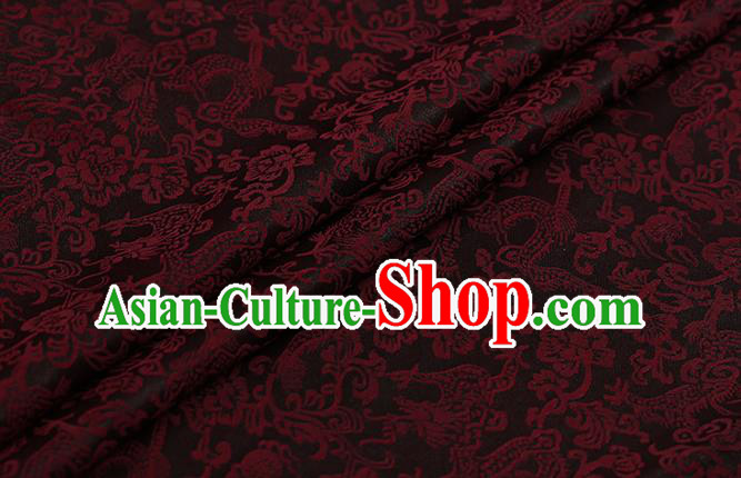 Chinese Classical Silk Fabric Traditional Red Dragons Pattern Satin Plain Cheongsam Drapery Gambiered Guangdong Gauze