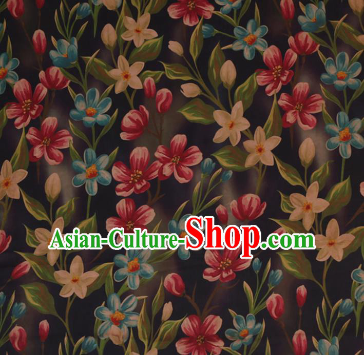 Chinese Classical Silk Fabric Traditional Flowers Pattern Satin Plain Cheongsam Drapery Gambiered Guangdong Gauze