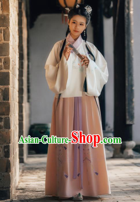 Chinese Ming Dynasty Noble Lady Costumes Ancient Princess Embroidered Dresses for Women