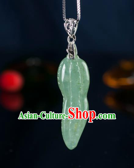 Chinese Traditional Jewelry Accessories Ancient Jade Carving Peanut Necklace Jadeite Pendant