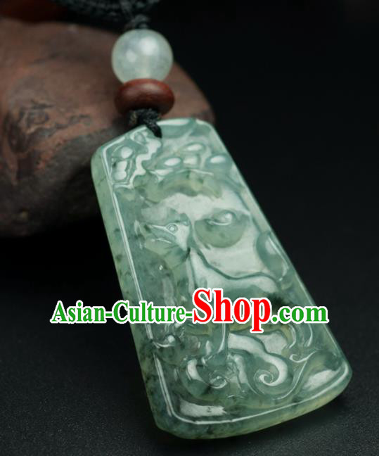 Chinese Traditional Jewelry Accessories Carving Jade Dog Necklace Handmade Jadeite Pendant